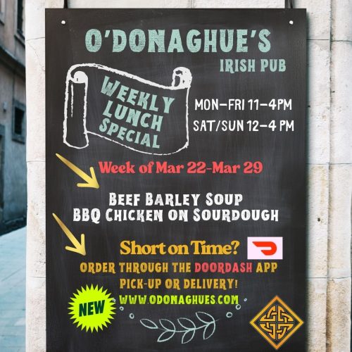 Beef & Barley Soup, BBQ Chicken on Sourdough